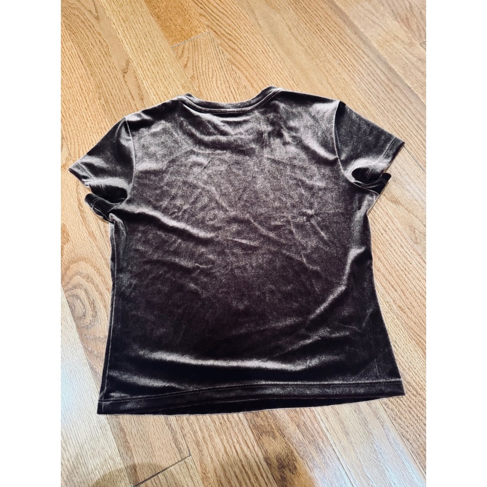Uniqlo Womens Brown Velvet Baby Tee Medium Y2K Fairycore Dark Romantic - Picture 6 of 6